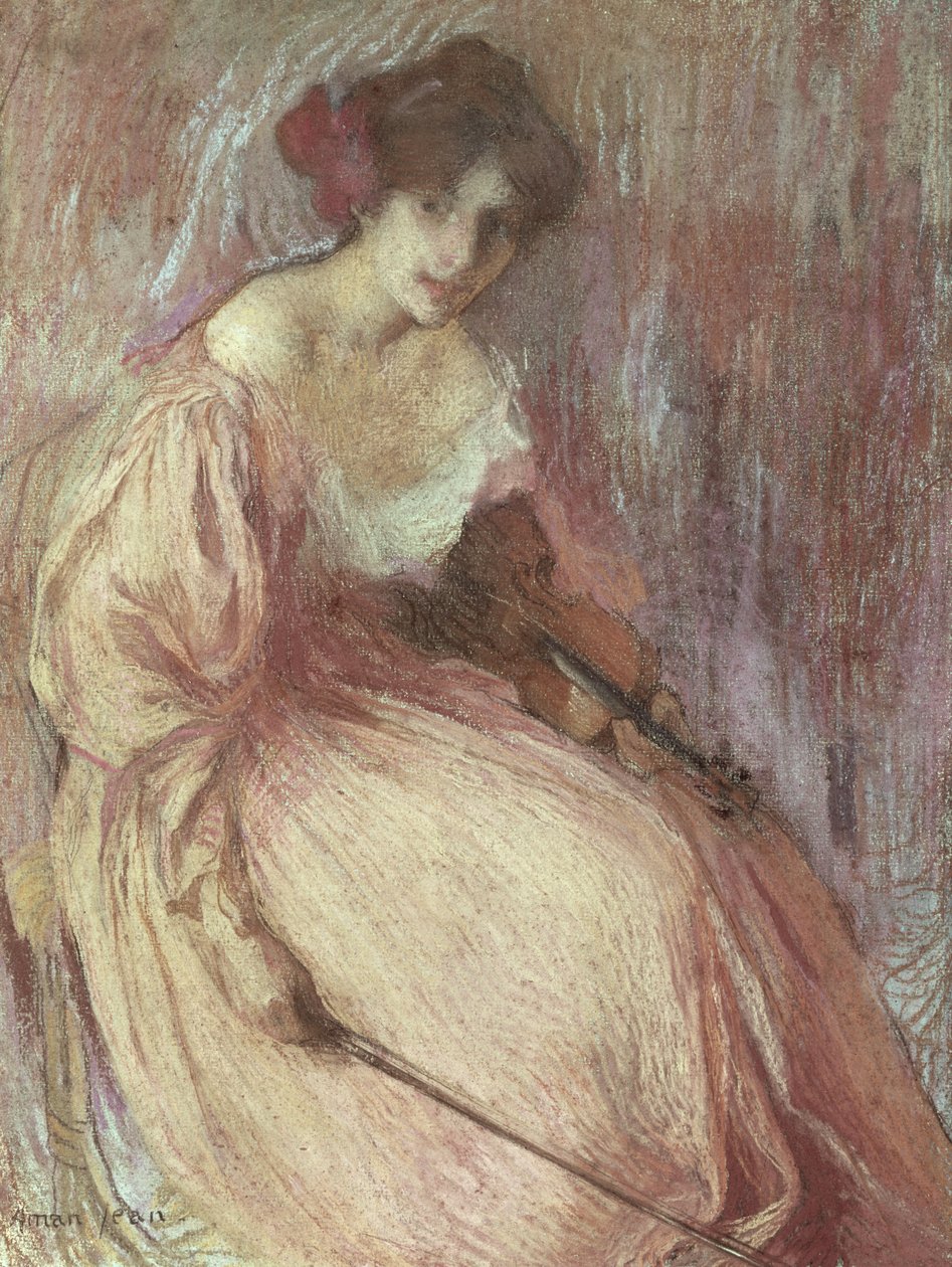 Genç Kemancı (kağıt üzerinde pastel) by Edmond François Aman Jean