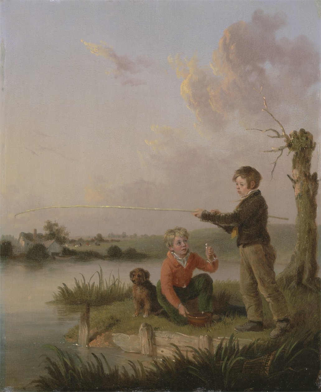 The Young Anglers (panelde yağlı boya) by Edmund Bristow