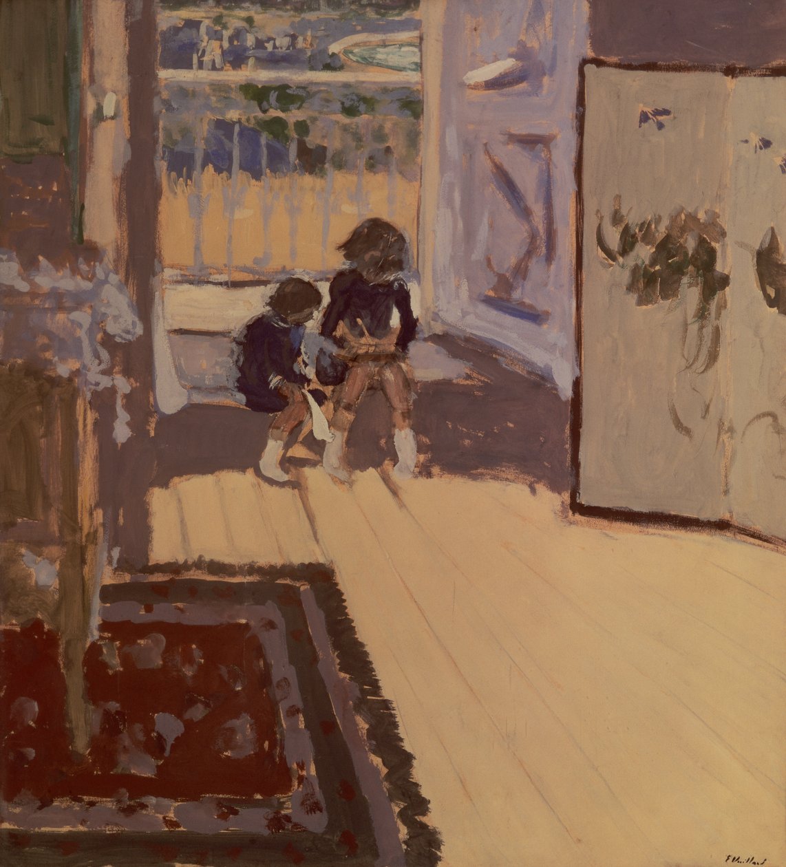 Bir Odadaki Çocuklar, 1893 (karton üzerine yağlı boya) by Edouard Vuillard
