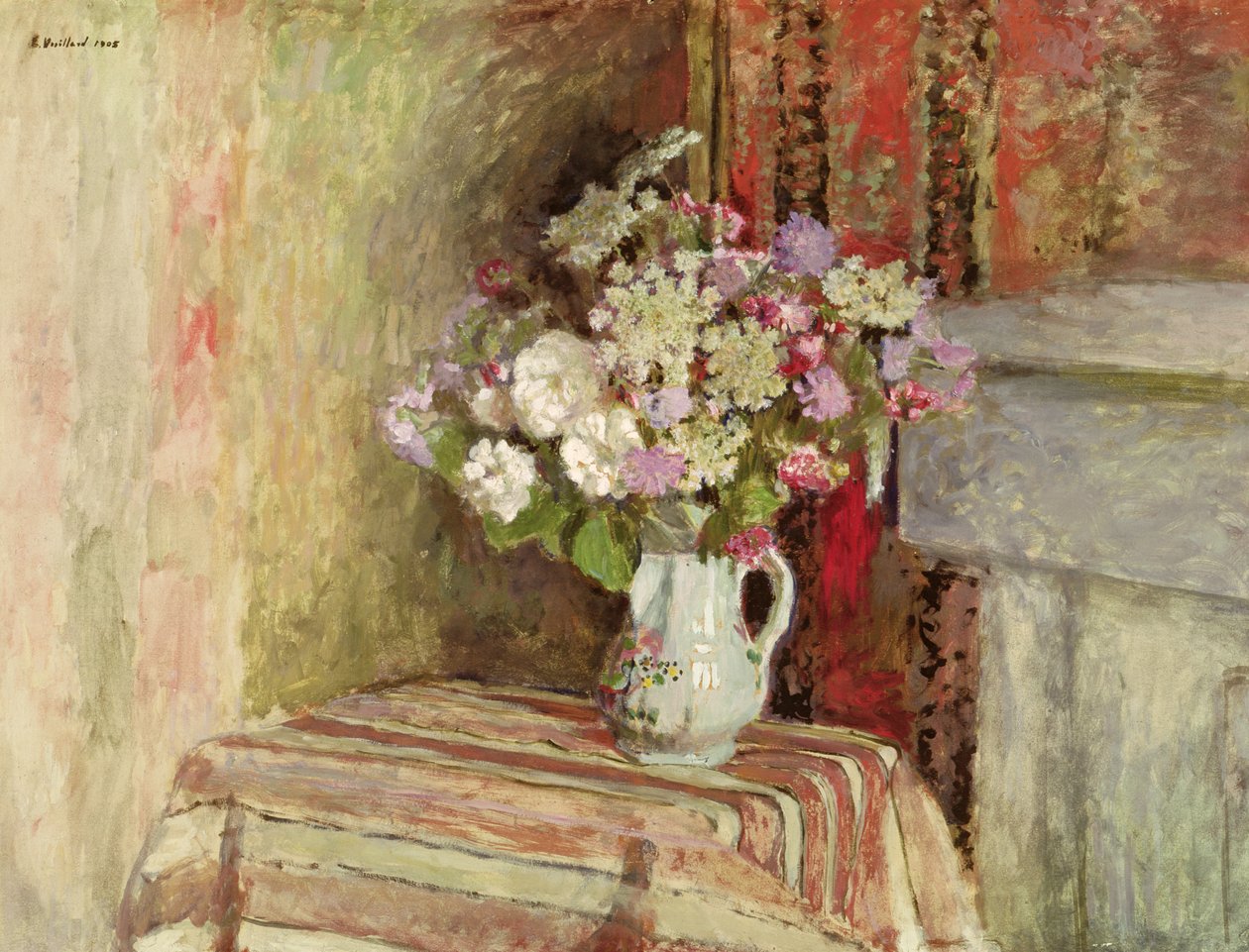 Vazoda Çiçekler, 1905 (kart üzerinde yağlı boya) by Edouard Vuillard