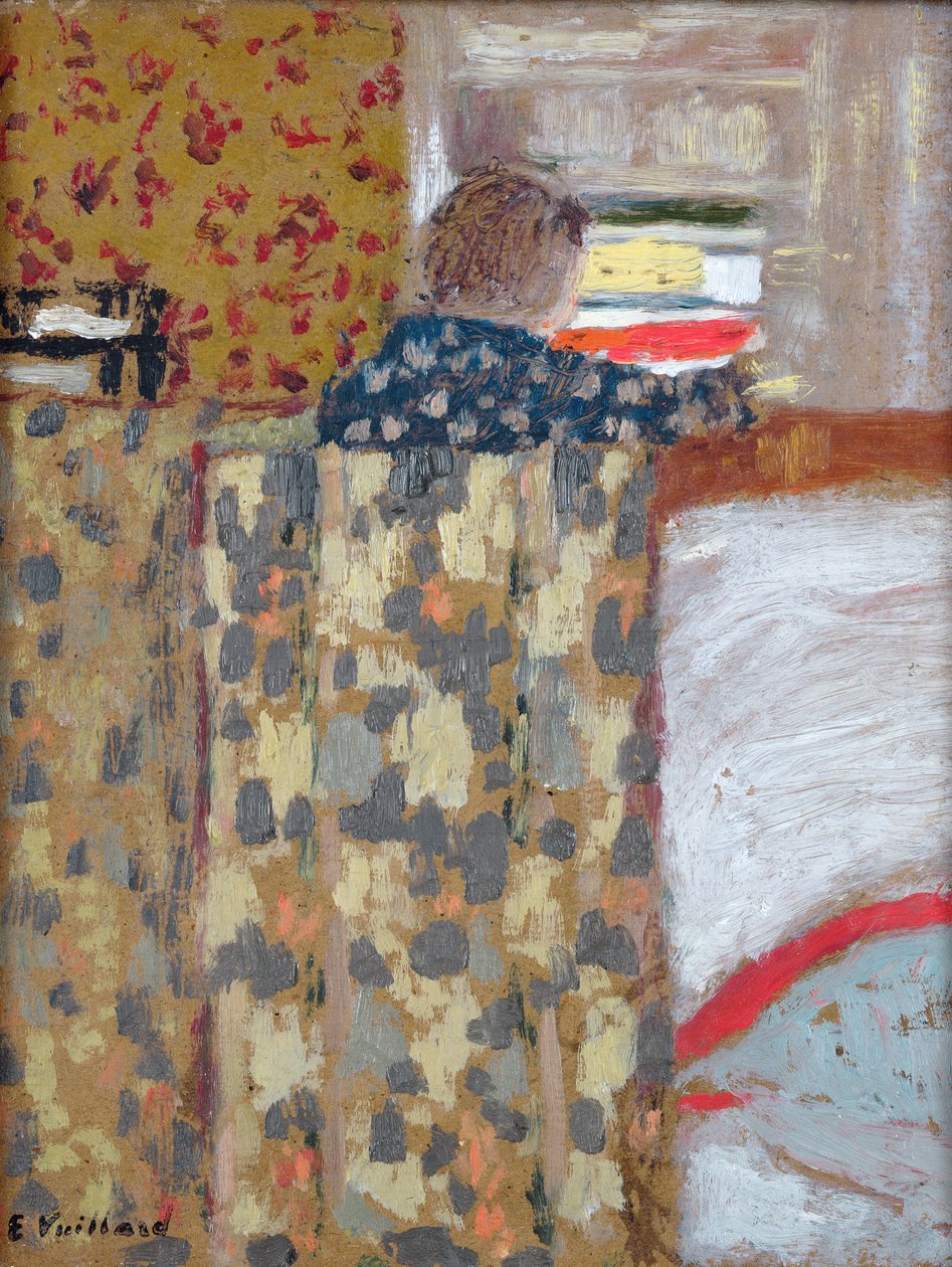 Keten Dolap, c.1893-95 (kart üzeri yağlı boya) by Edouard Vuillard