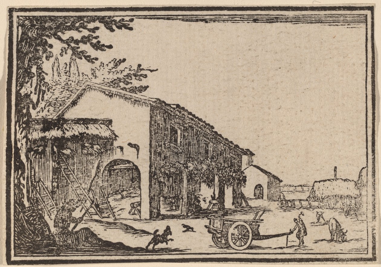Bir Çiftliğin Avlusu by Edouard Eckman after Jacques Callot