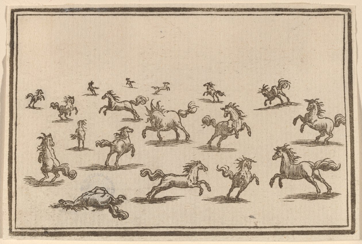 Koşan atlar by Edouard Eckman after Jacques Callot