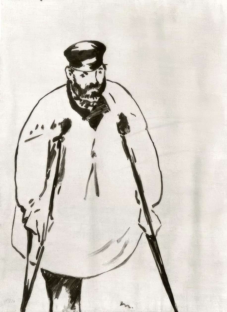 Koltuk değneği üzerinde bir adam by Édouard Manet