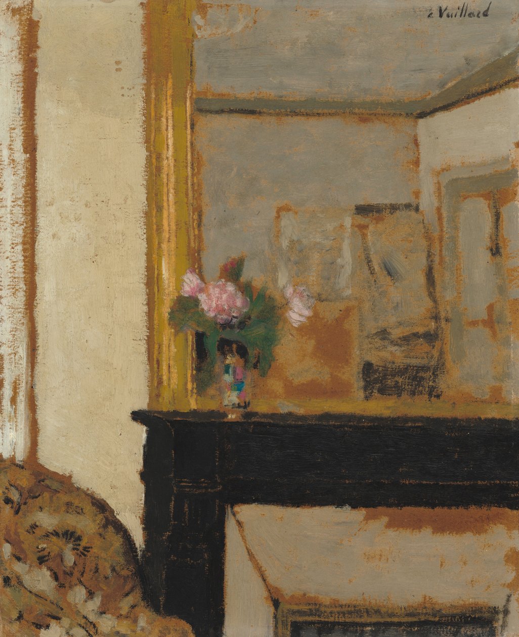 Şöminenin Üzerindeki Çiçek Vazosu by Edouard Vuillard