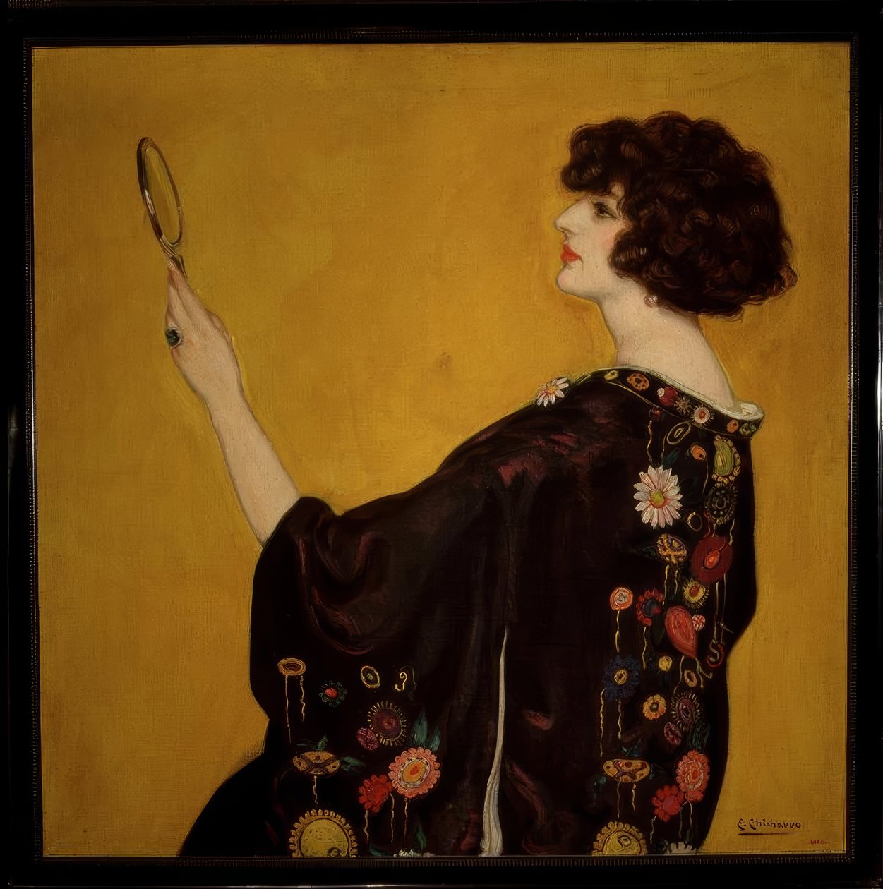 KIMONO İLE PROFİLDEKİ KADIN by Eduardo Chicharro y Agüera