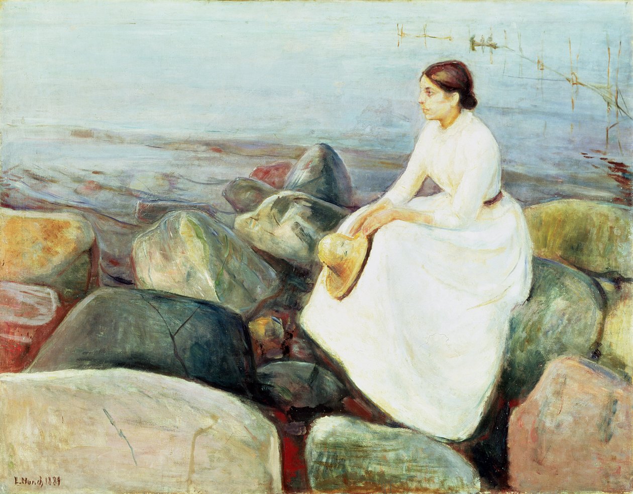 Inger on the Beach veya Akşam (Deniz Kıyısında Yaz Gecesi, 1889) by Edvard Munch