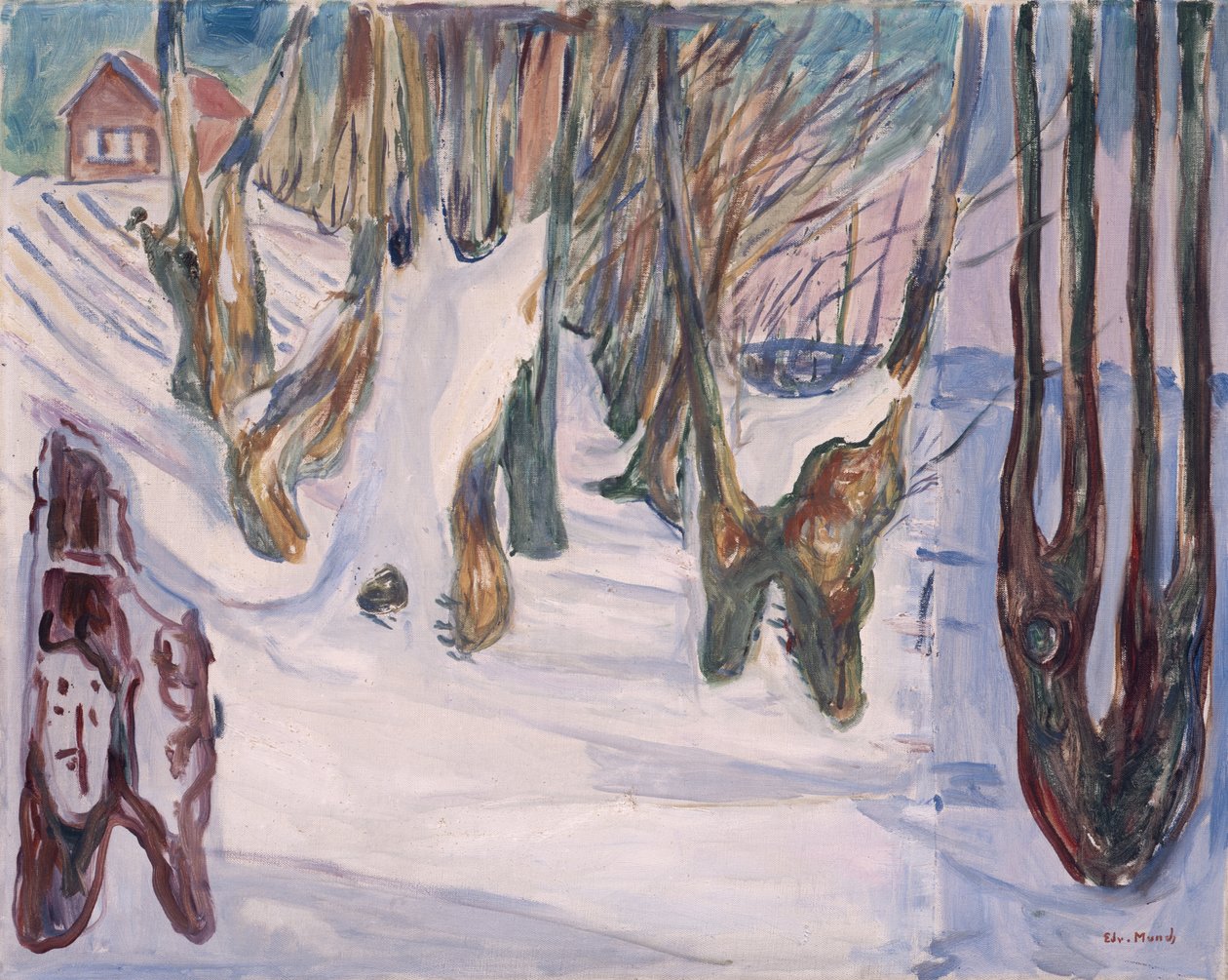 Ev ile kış manzarası by Edvard Munch