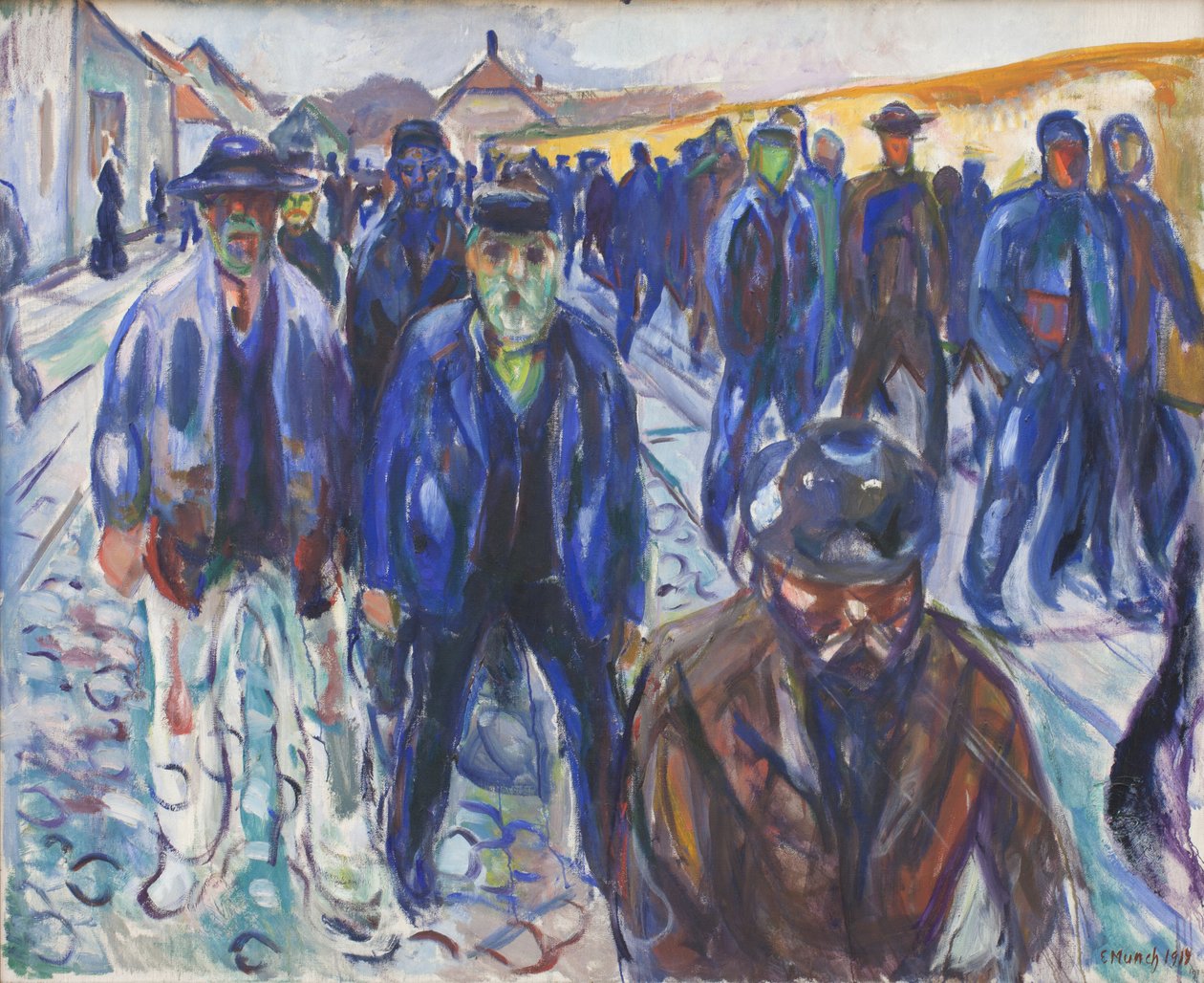 Eve Dönüş Yolundaki İşçiler by Edvard Munch