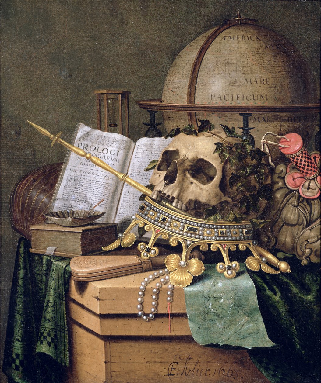 Vanitas, (alegorik bir natürmort) by Edwaert Colyer or Collier