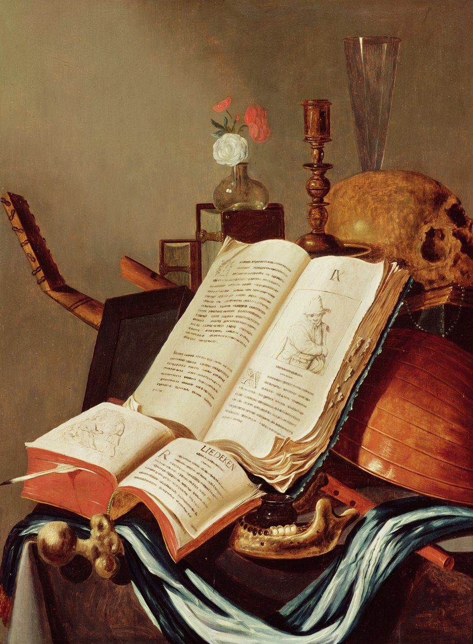 Natürmort Vanitas by Edwaert Colyer or Collier