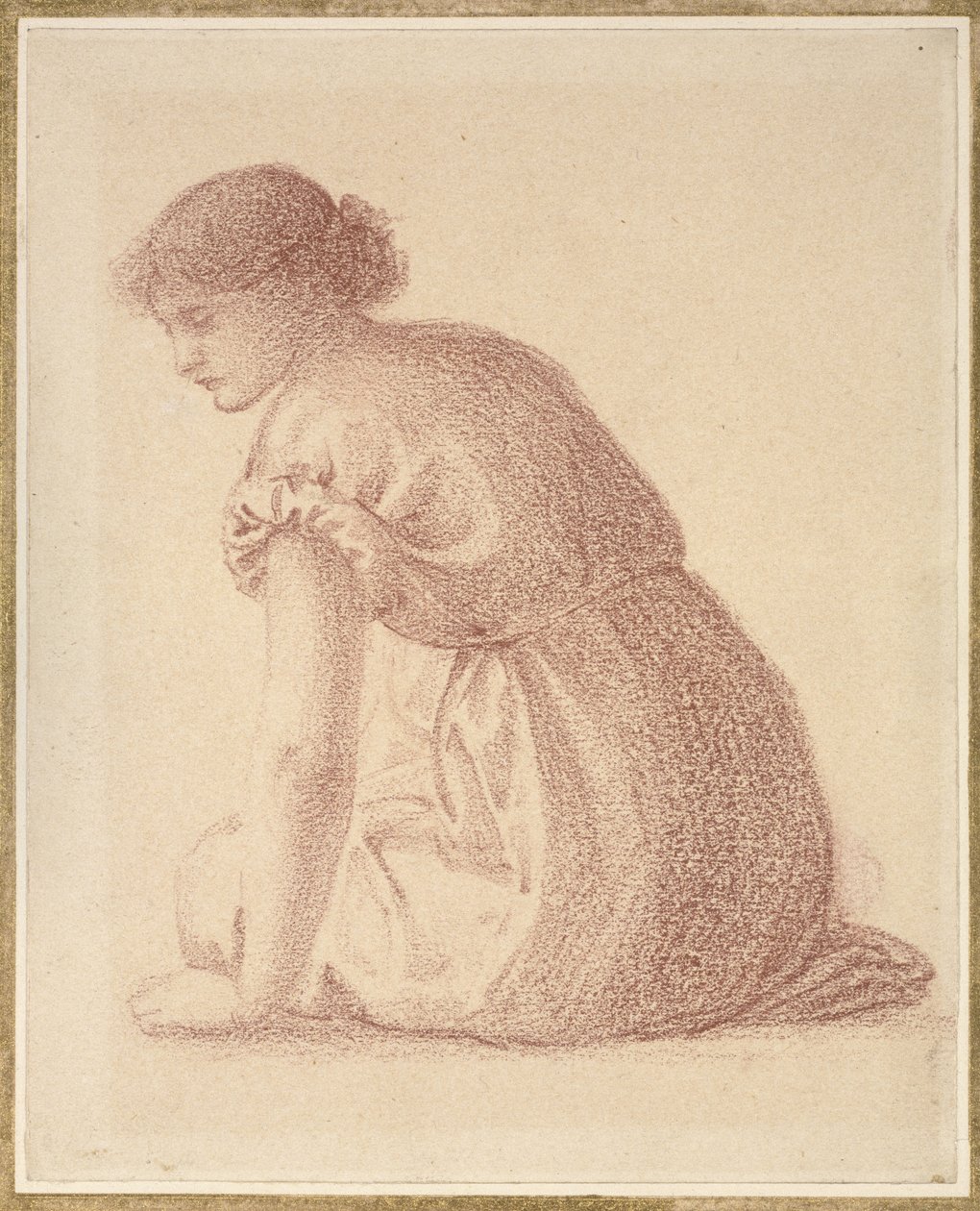 Oturan Kadın Figürü, 19. yüzyıl (kağıt üzerine kırmızı tebeşir) by Edward Burne Jones