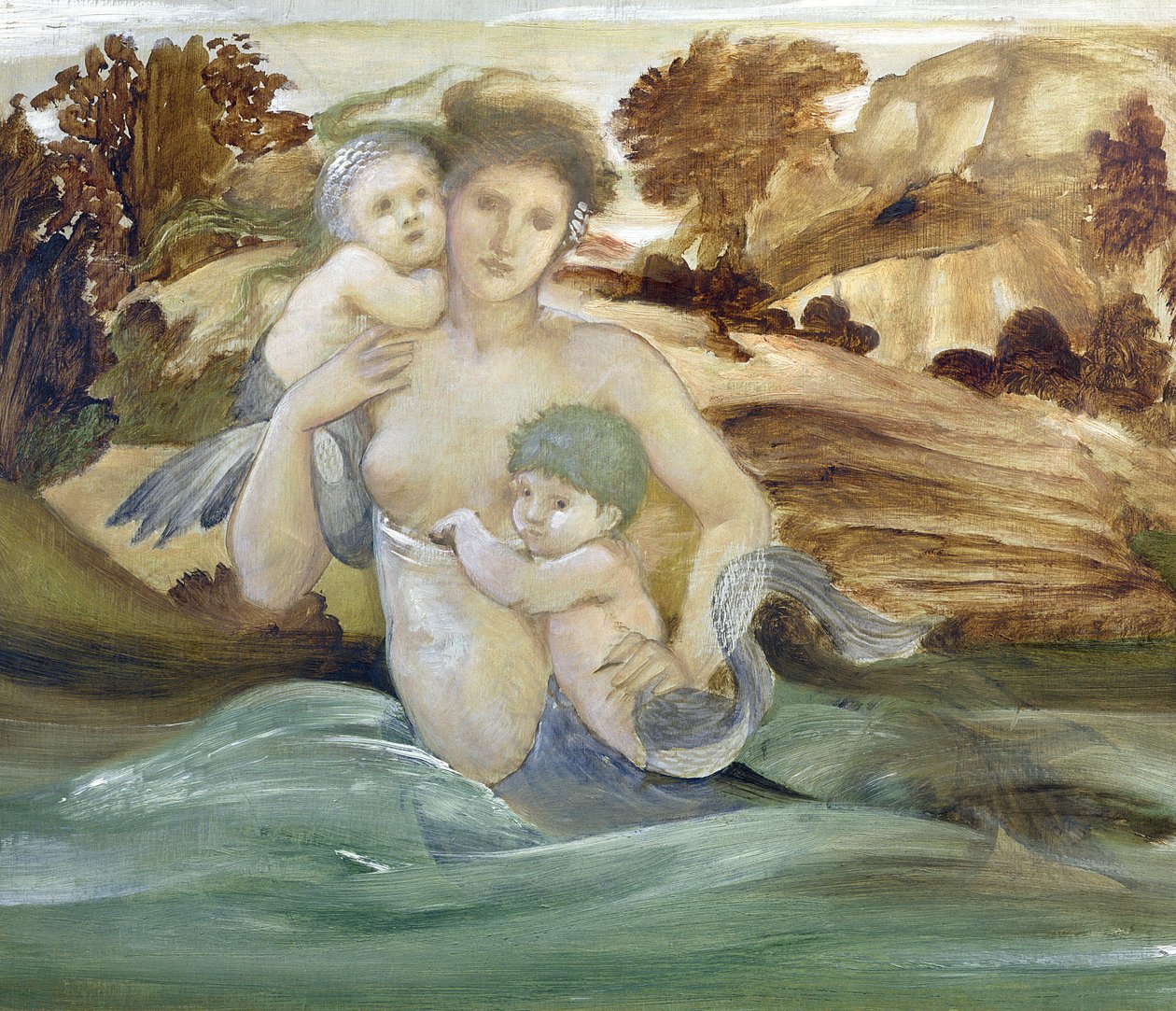 Yavruları ile Deniz Kızı by Edward Burne Jones