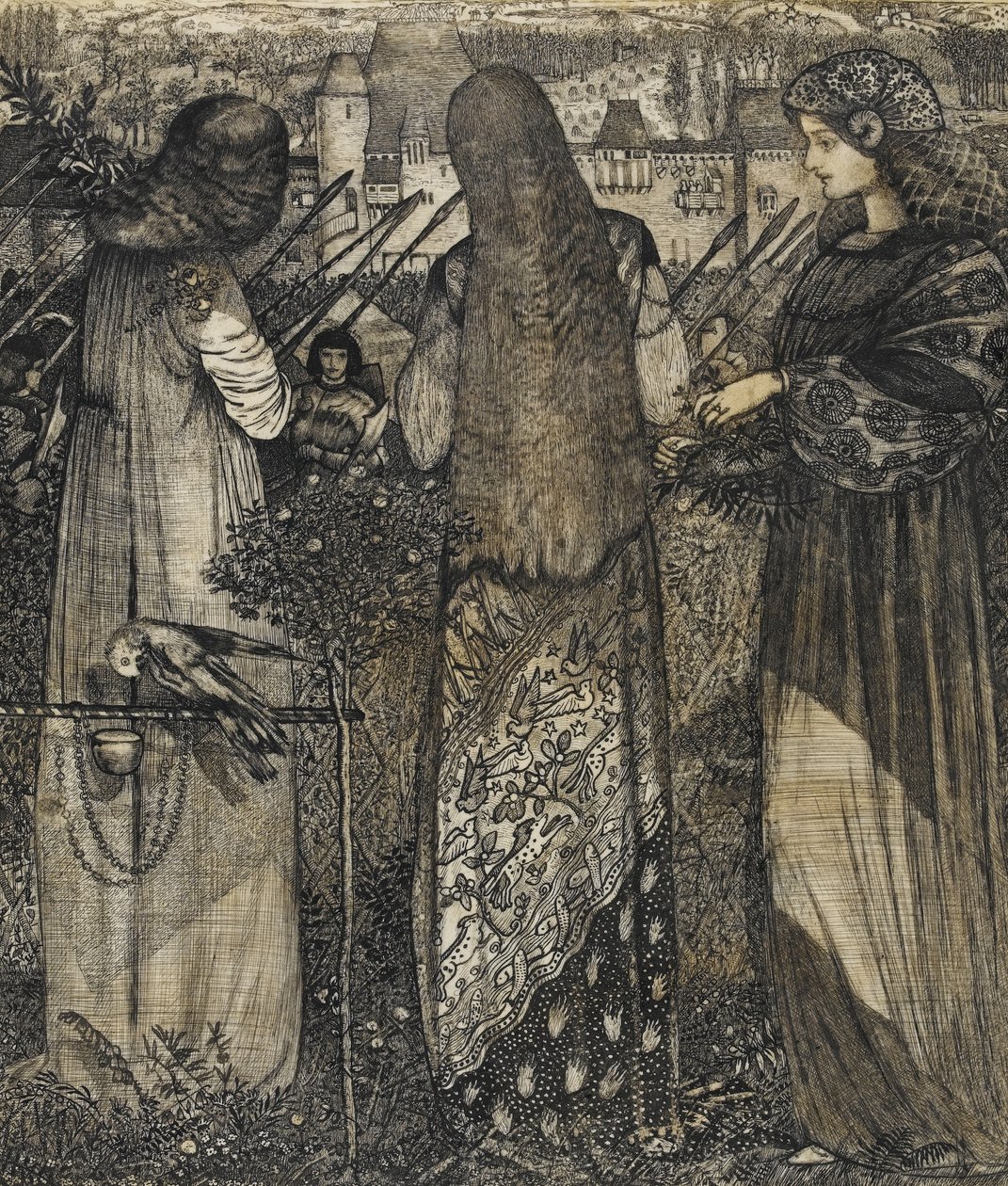 Savaşa Gitmek, 1858 (parşömen üzerine mürekkep ve yıkama) by Edward Burne Jones