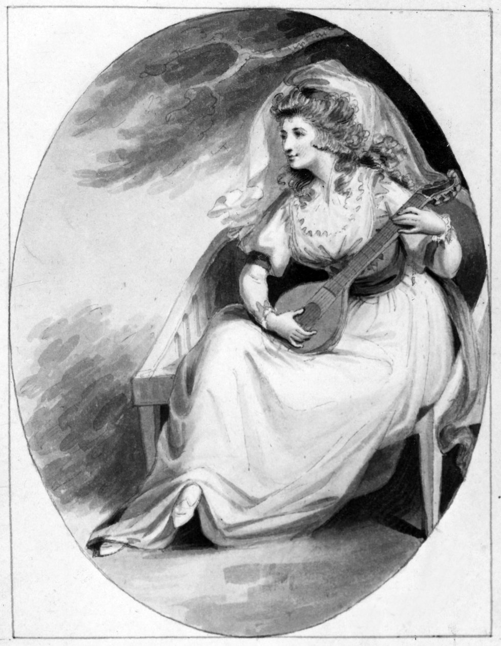 Elizabeth Farren, Olivia rolünde, c.1785 (kalem, mürekkep ve kağıt üzerinde yıkama) by Edward Francis Burney