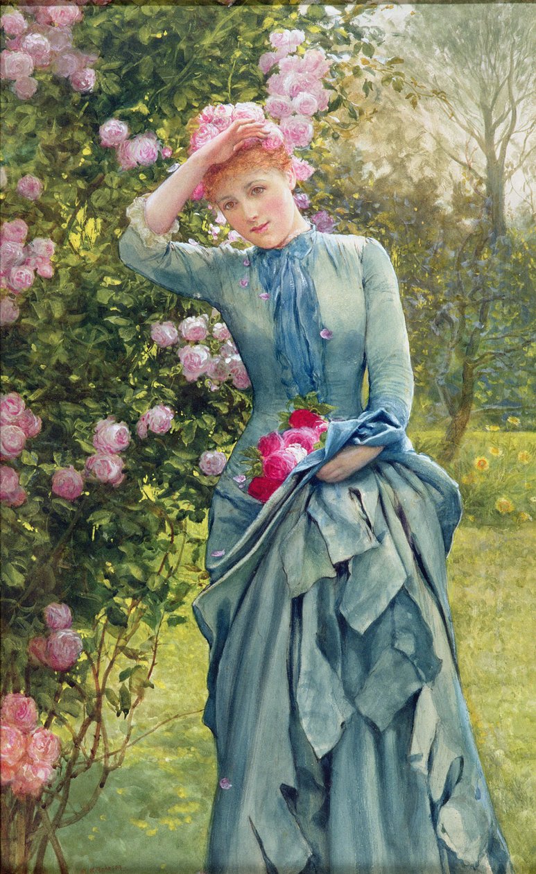 Gül Toplama, 1880 dolayları (kağıt üzerine suluboya) by Edward Killingworth Johnson