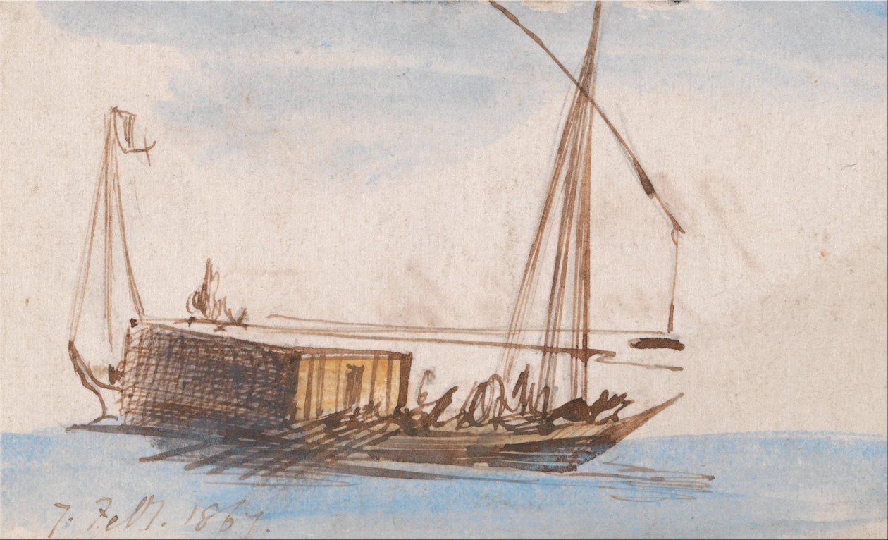 Nil üzerinde tekne by Edward Lear