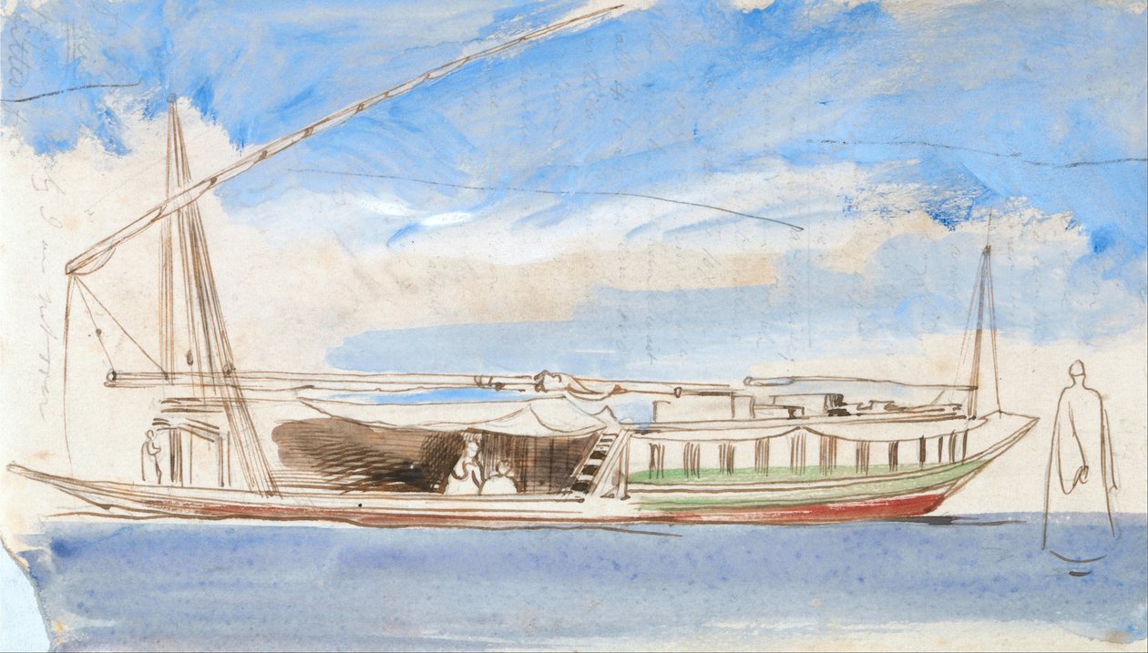 Nil üzerinde tekne by Edward Lear