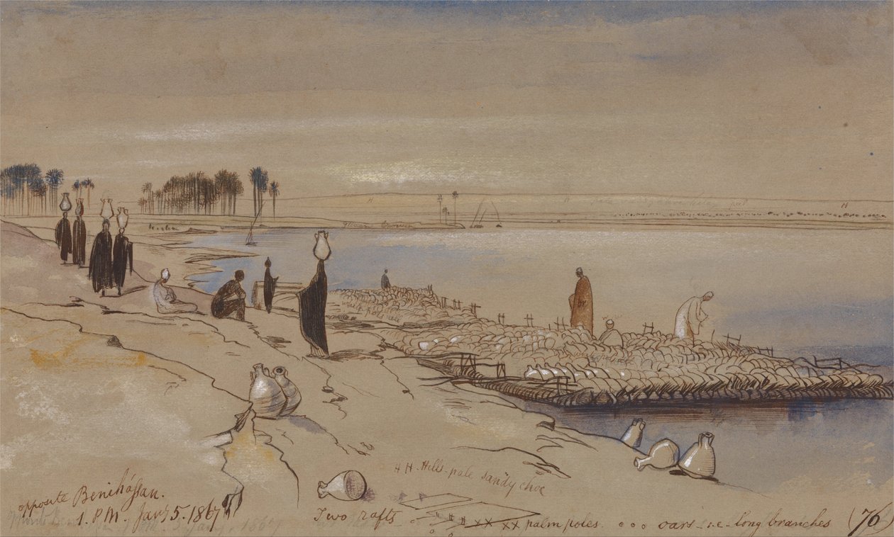 Opposite Beni Hassan by Edward Lear