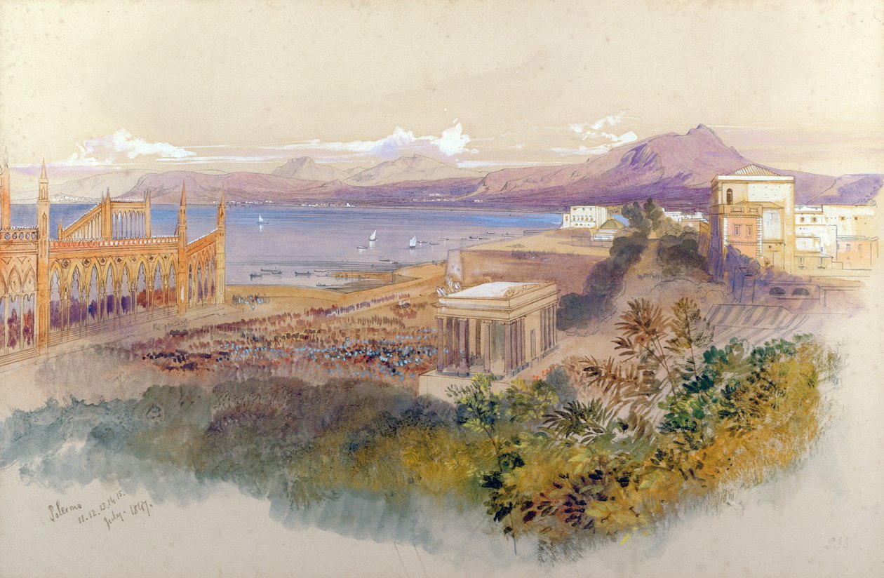 ಪಲೆರ್ಮೊ, 1847 (ಪೆನ್, ಶಾಯಿ ಮತ್ತು ಗೌಚೆ) ಟರ್ಕ್ by Edward Lear