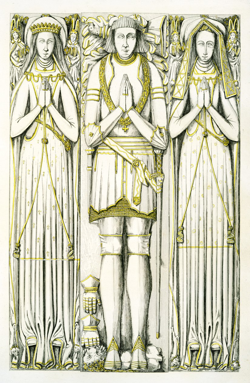 The Smythe Tomb, St. Peter Kilisesi, Elford, Staffordshire, İngiltere, 1848-9 (el renkli gravür) (ayrıca bkz. 779750 ve 779760) by Edward M. Richardson