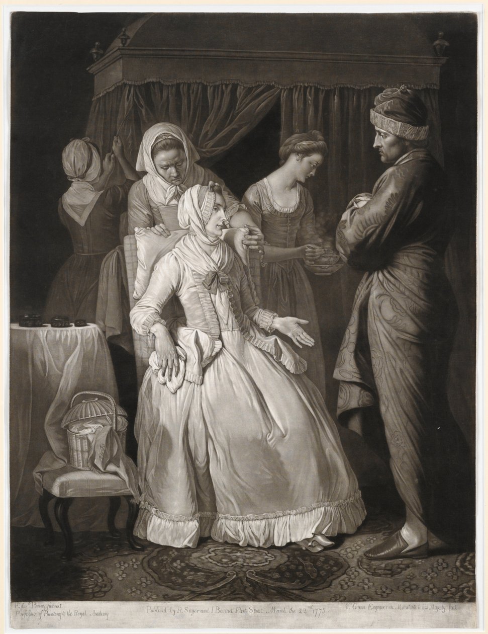 Erdemli Sempati ve Dikkat Tarafından Teselli Edildi, baskı Valentine Green tarafından yapıldı, 1775 (mezzotint) by Edward Penny