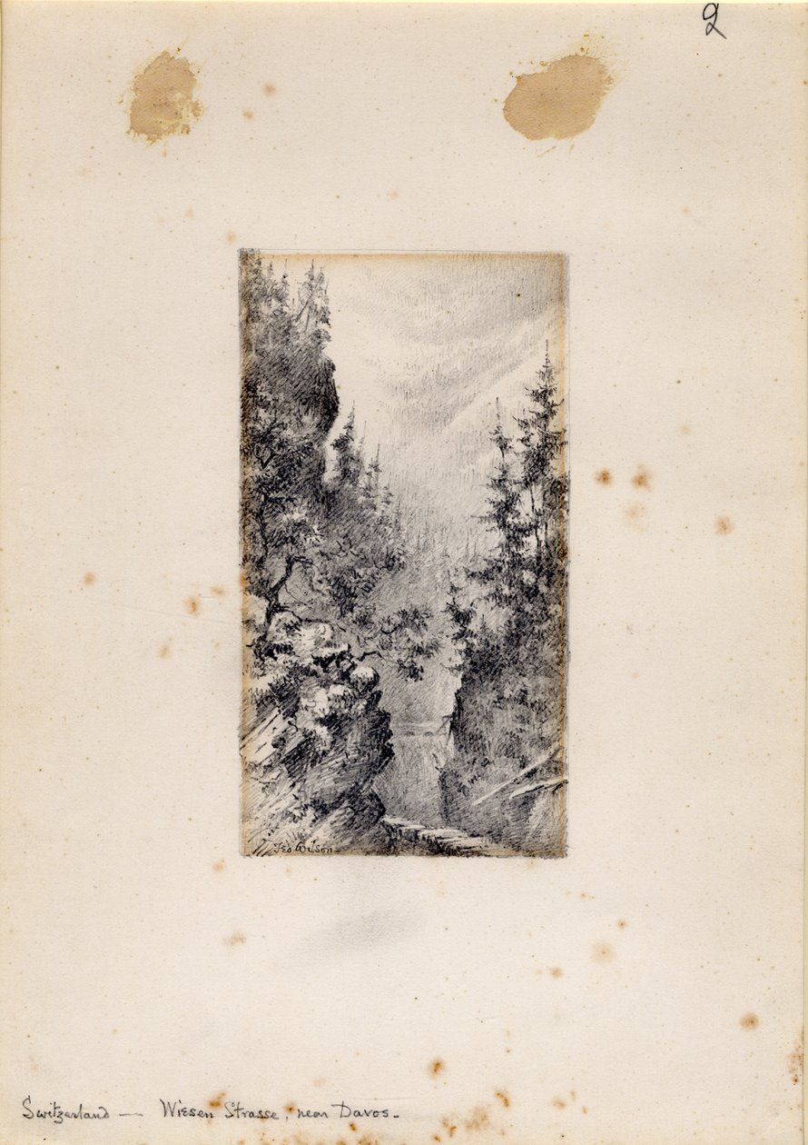 Davos yakınlarındaki Wiesen Strasse, İsviçre, 1898-99 by Edward Adrian Wilson