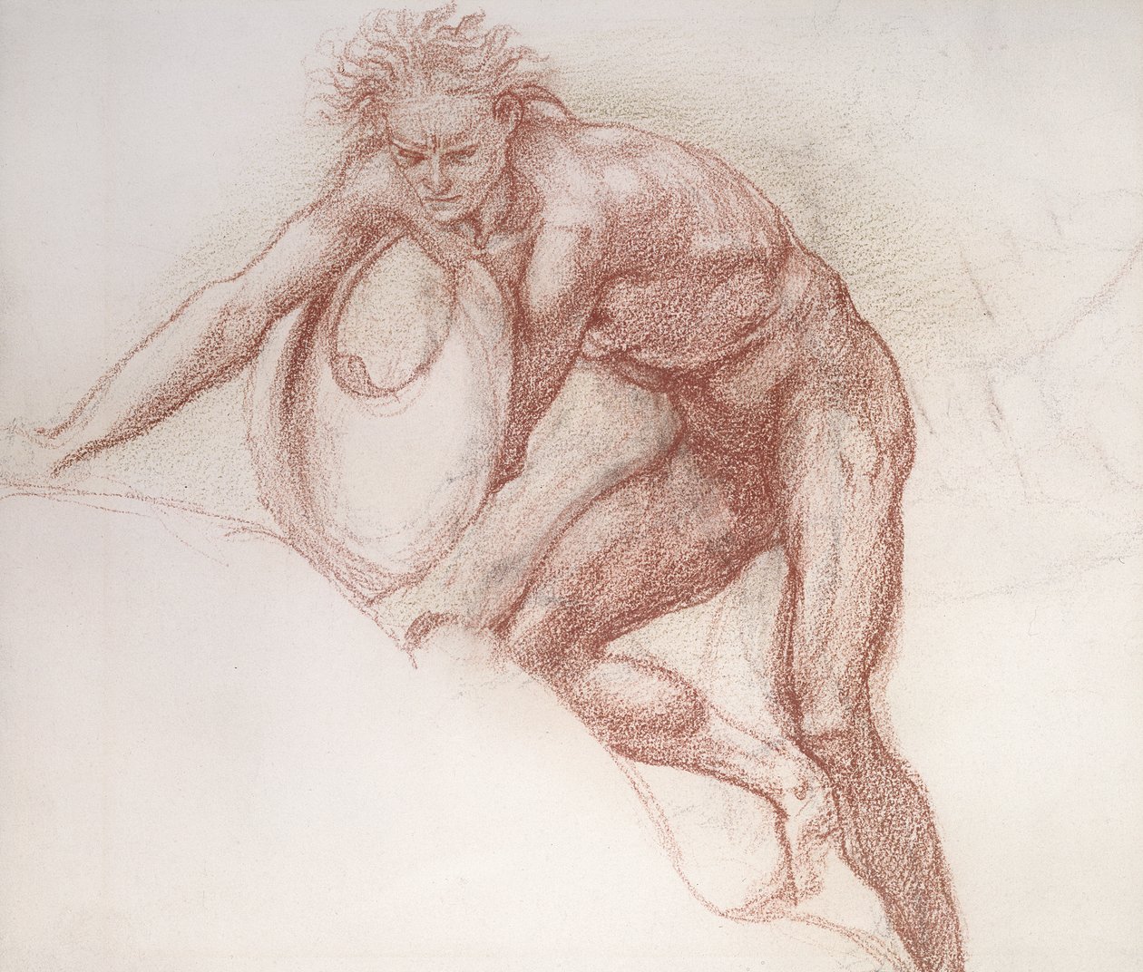 Erkek çıplak, Herkül için çalışma by Edward Burne Jones