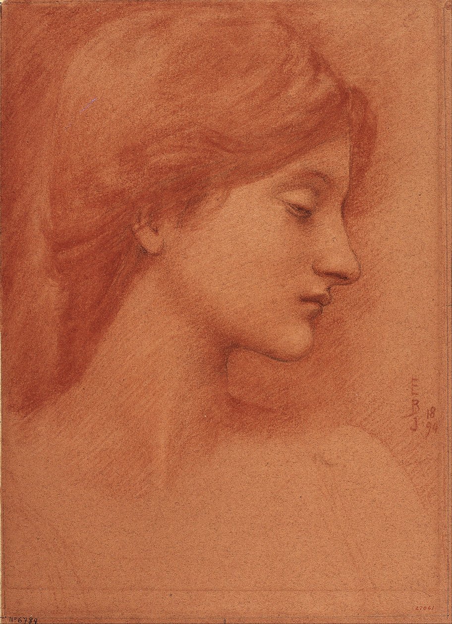 Bir Kadın Kafa Çalışması by Edward Burne Jones