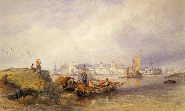 Thames'teki Greenwich Hastanesi by Edward Duncan