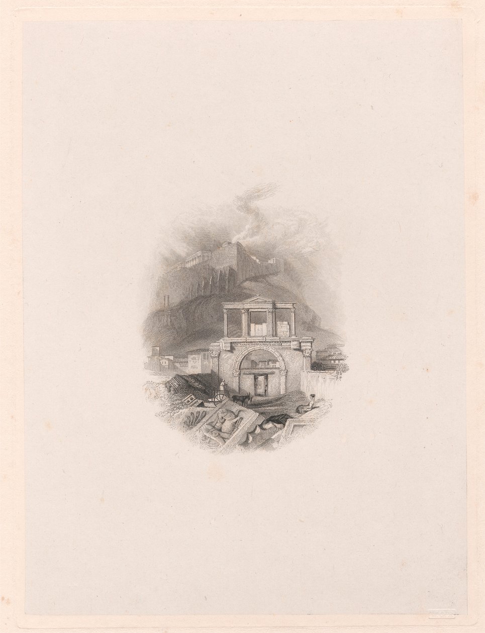 Theseus Kapısı, Atina by Edward Francis Finden