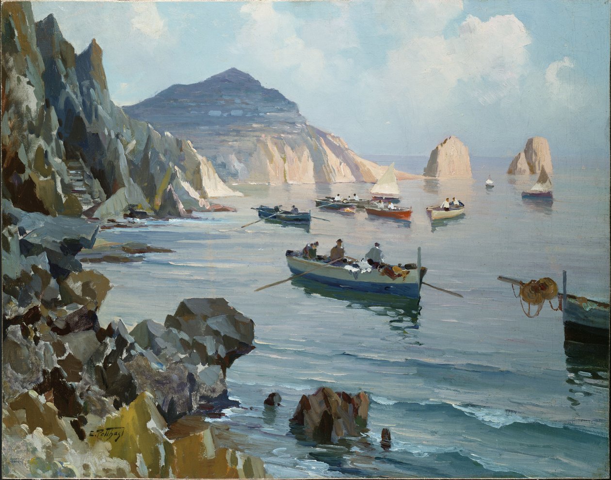Kayalık Bir Koyda Tekneler by Edward Henry Potthast