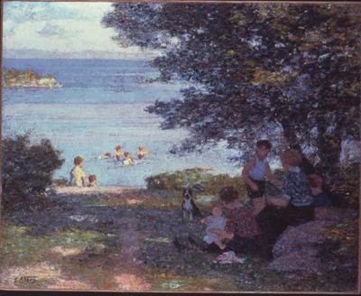 Suyun Yanında (tuval üzerine yağlı boya) by Edward Henry Potthast
