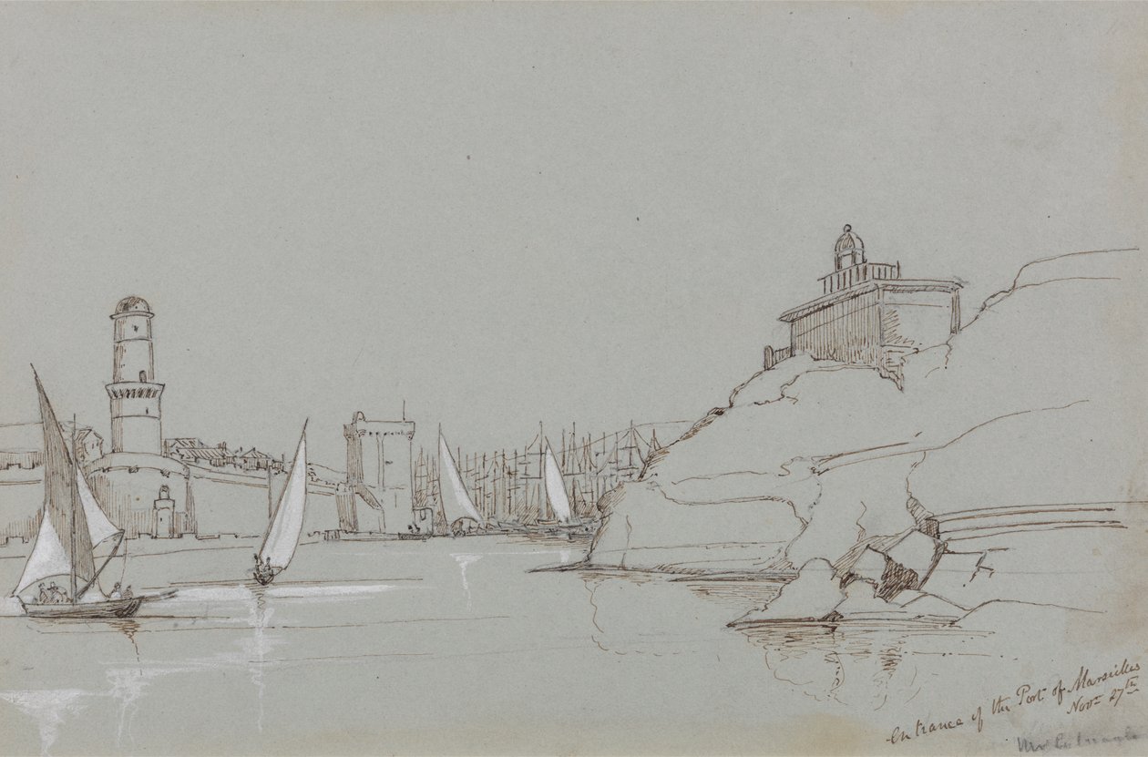 Marsilya Limanı'na giriş by Edward Lear