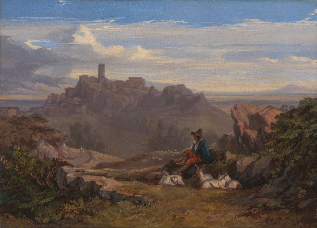 Keçi Çobanı ile Manzara by Edward Lear