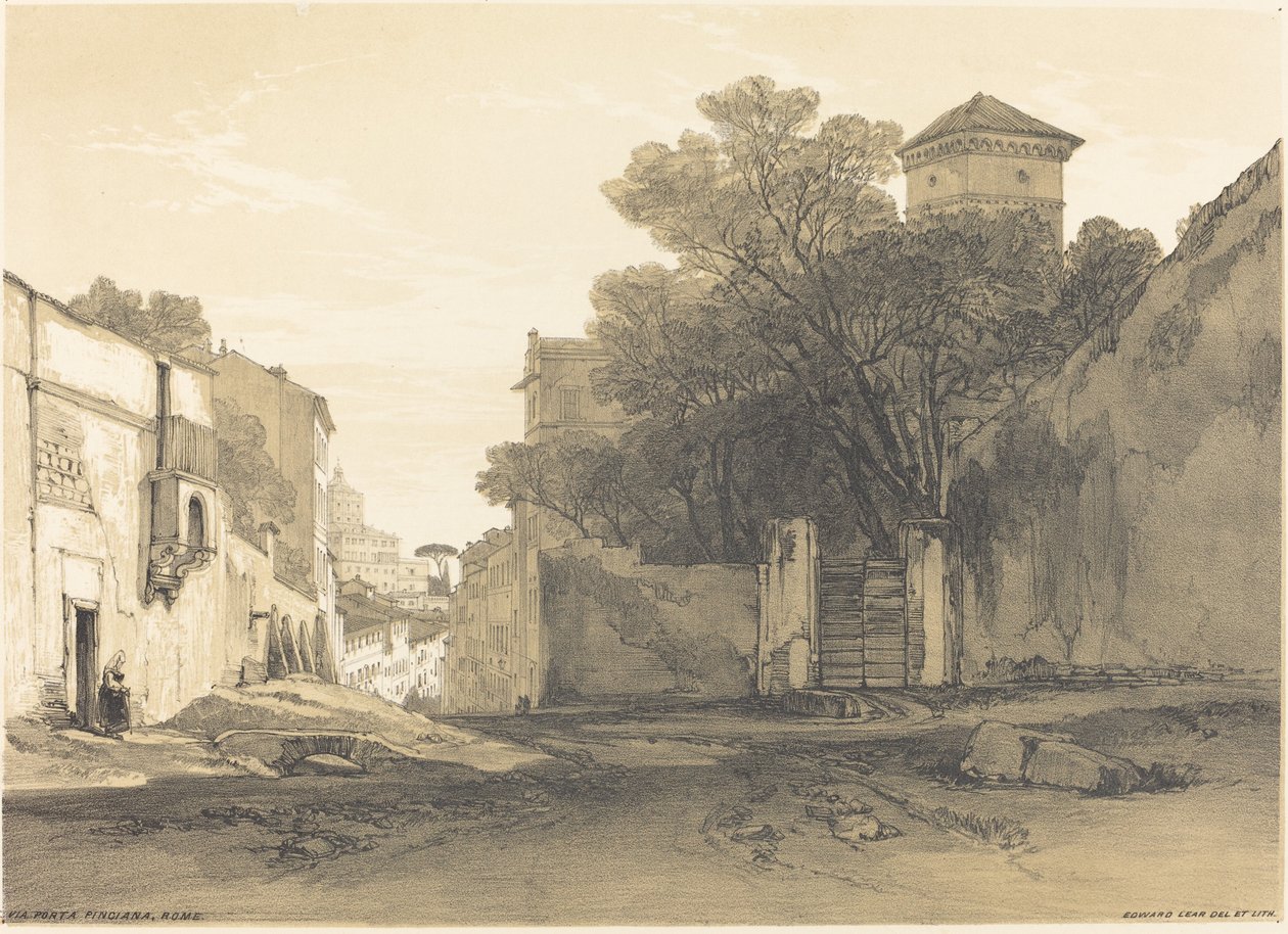 Via Porta Pinciana, Roma. by Edward Lear