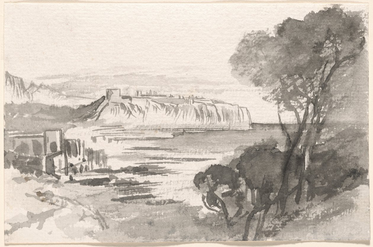 Bir körfez manzarası (Monako) by Edward Lear