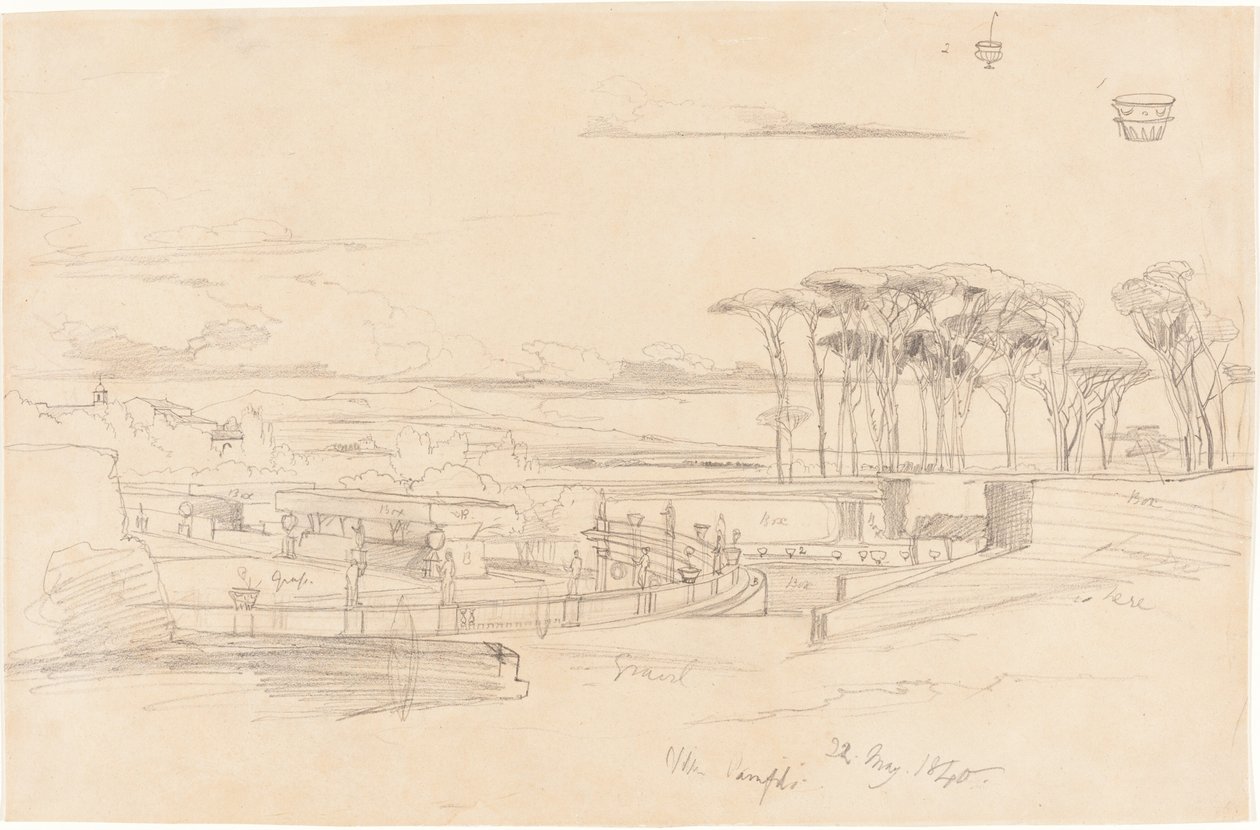 Villa Pamphili, 1840. by Edward Lear
