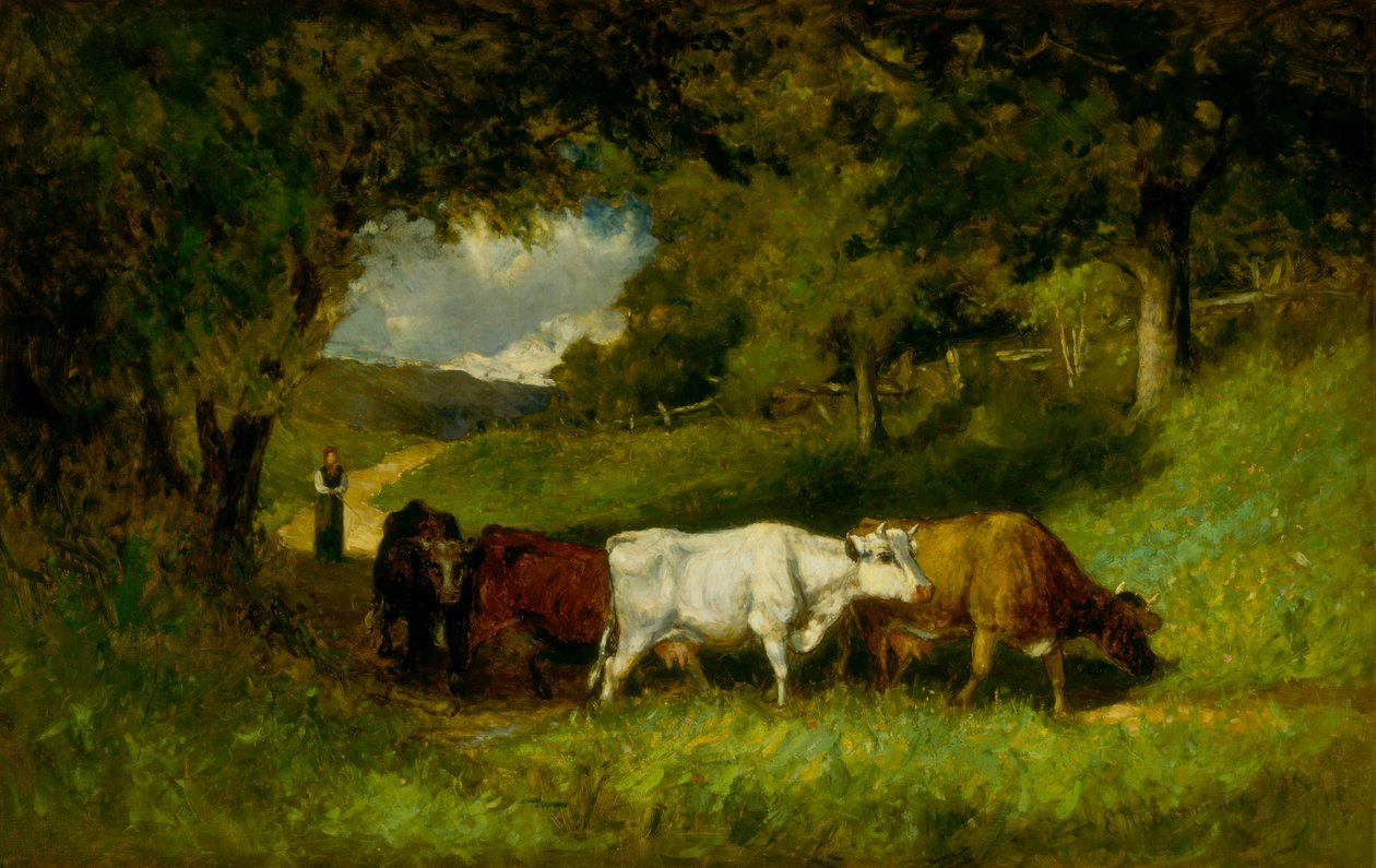 İnekleri Eve Sürmek, 1881. by Edward Mitchell Bannister
