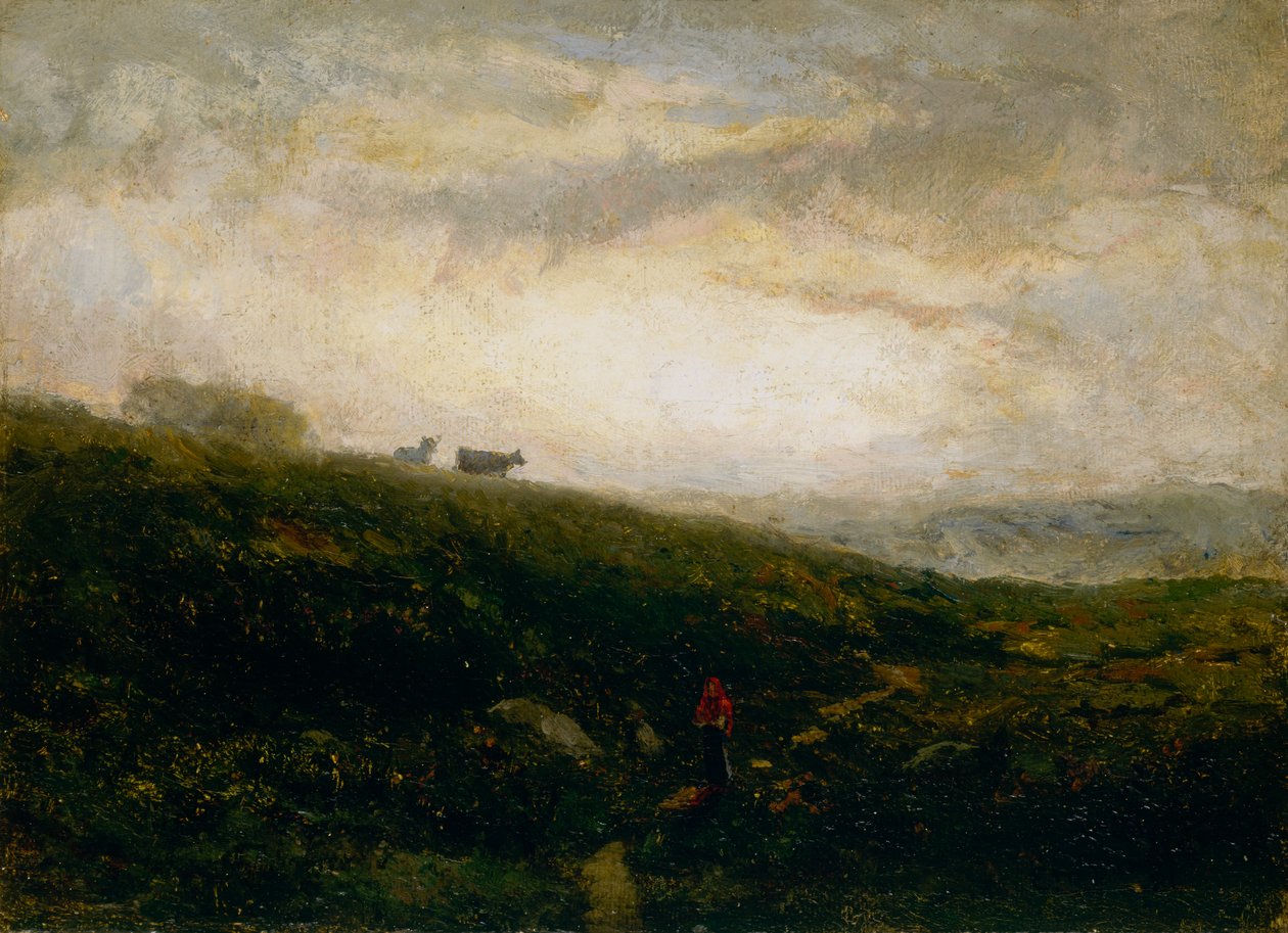 Yamaçtan inen isimsiz inekler, 1881. by Edward Mitchell Bannister
