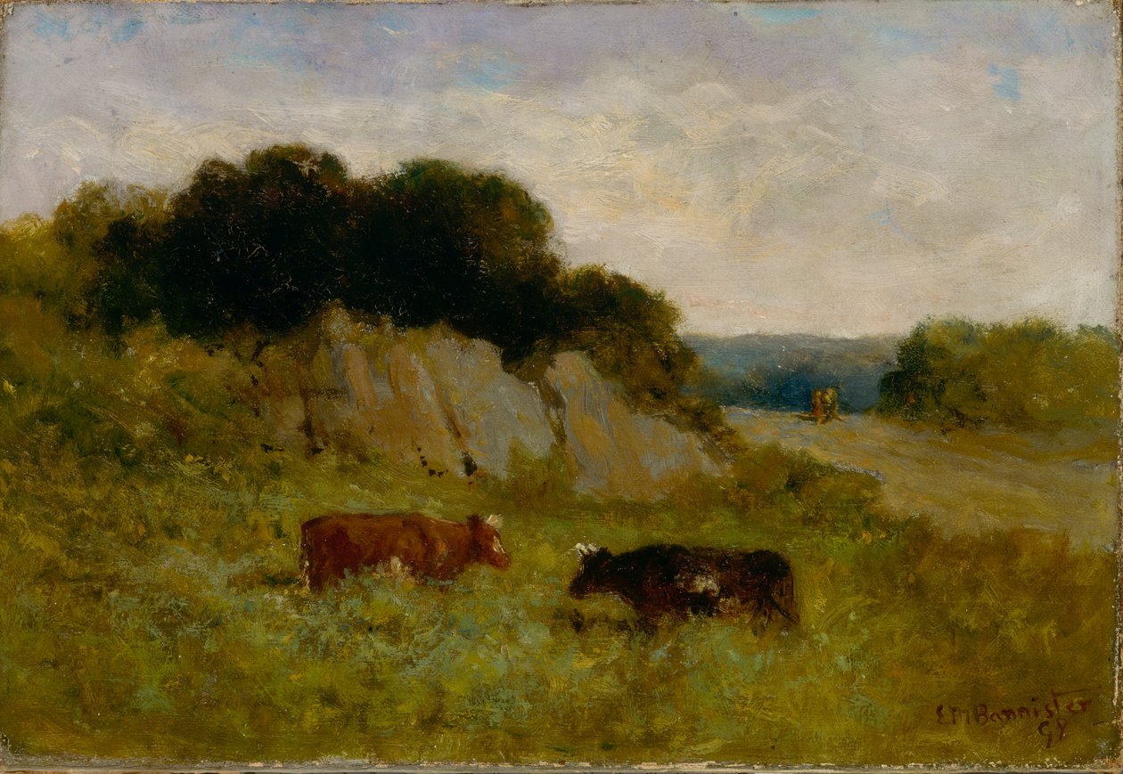 İki inek ile isimsiz manzara, 1898. by Edward Mitchell Bannister