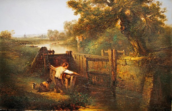 Sahneyi kilitle (panelde yağ) by Edward Robert Smythe