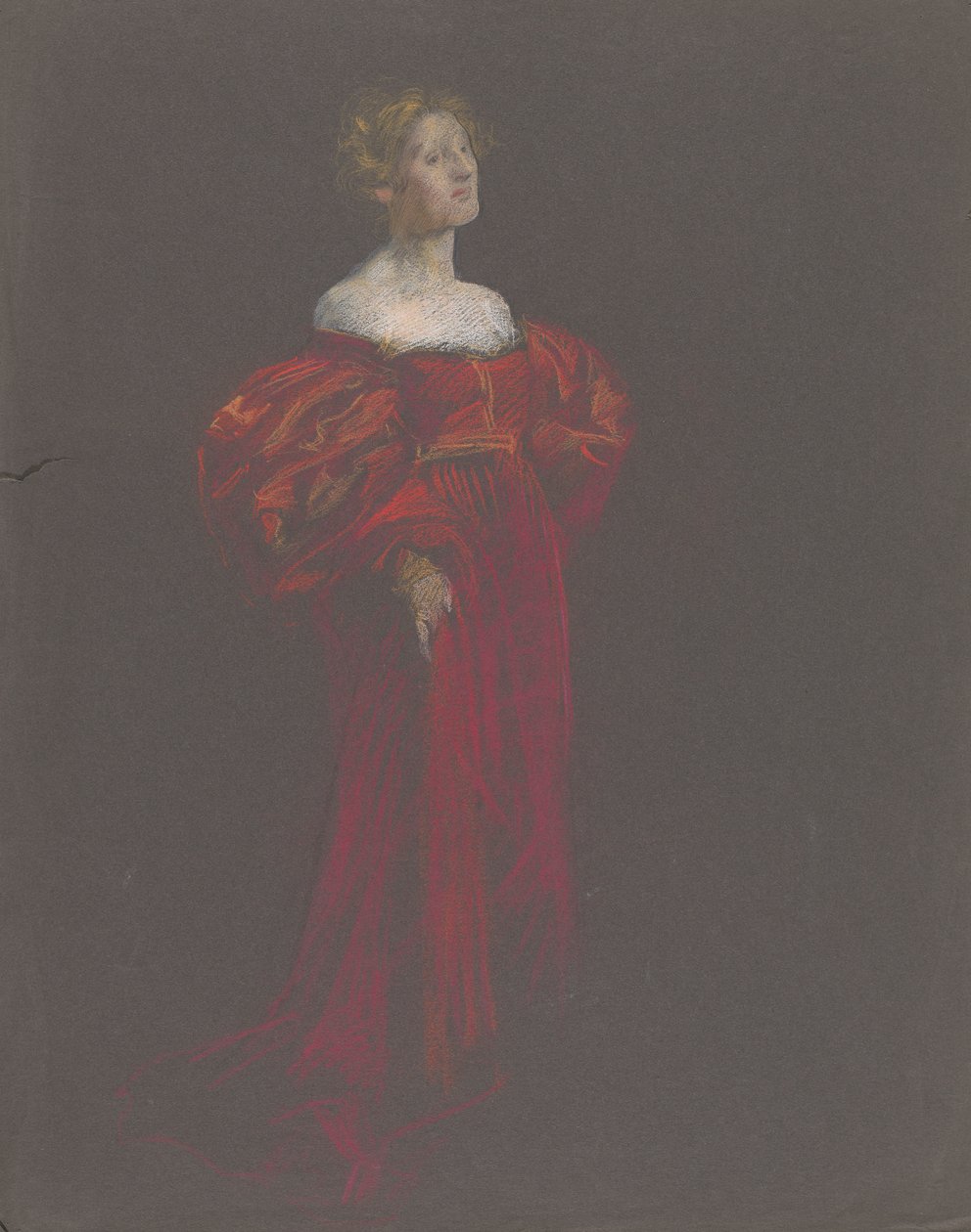 Mavi ve pembe kadın figürü. by Edwin Austin Abbey