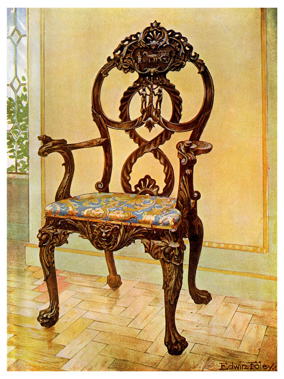 Oyma erken Chippendale başkan koltuğu, 1911-1912. by Edwin Foley