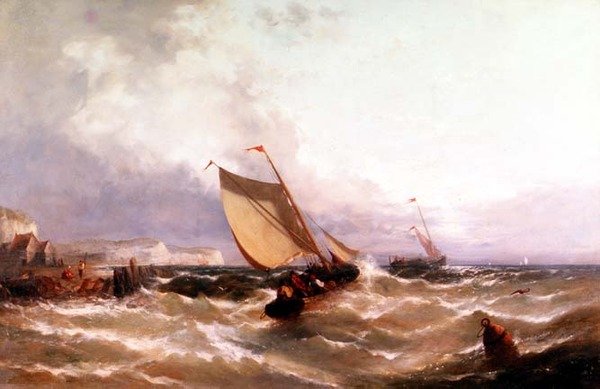 Sahil şeridinde balıkçı tekneleri by Edwin Hayes