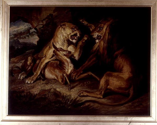 Öldürülen Aslanlar (tuval üzerine yağlı boya) by Edwin Landseer