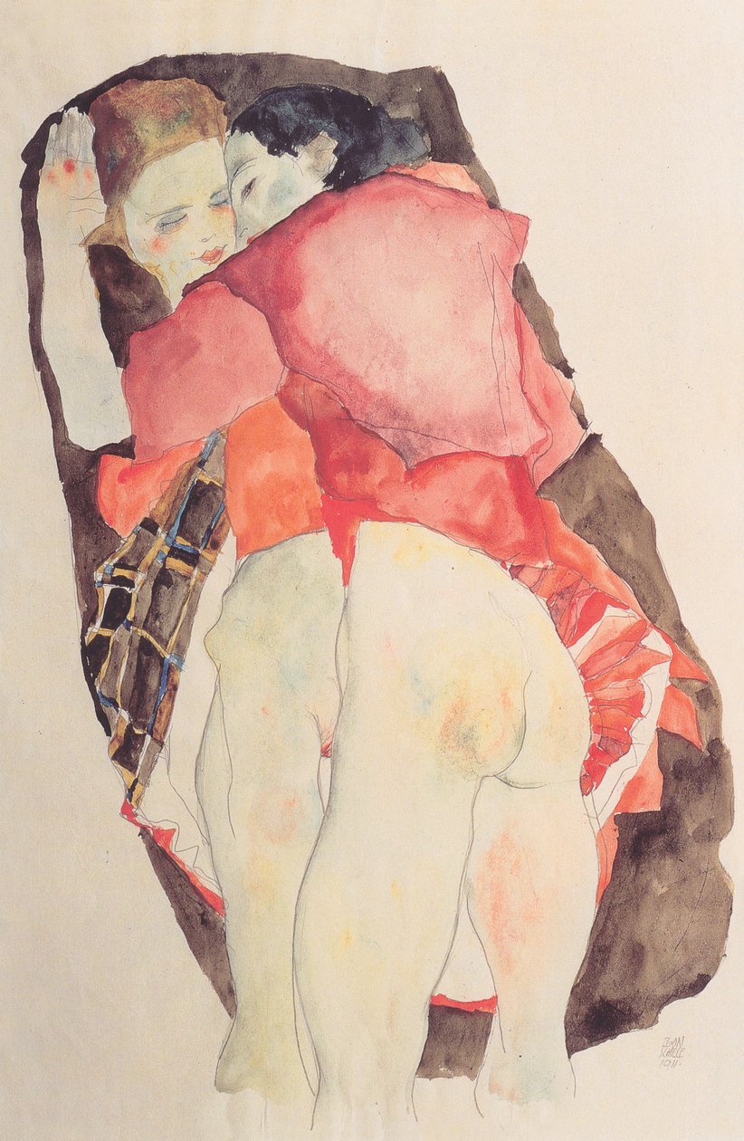 İki kız by Egon Schiele