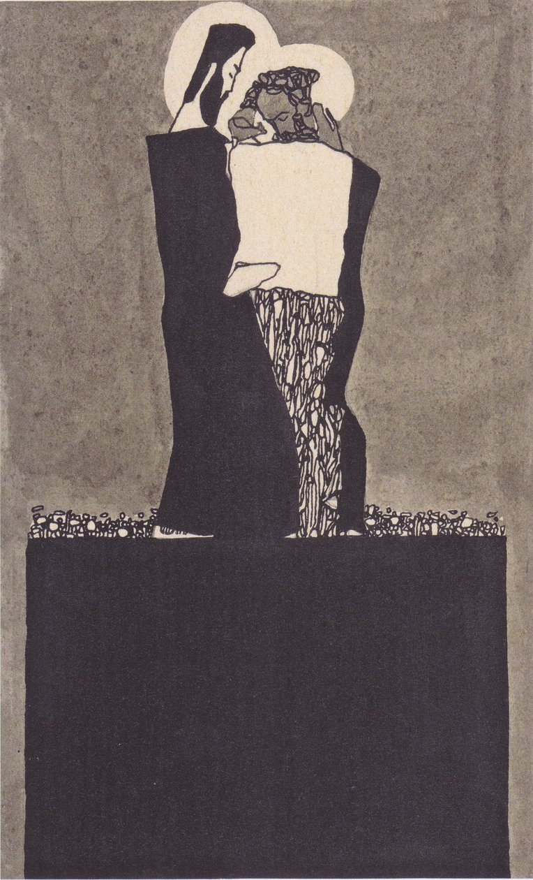 nimbenn ile iki adam by Egon Schiele