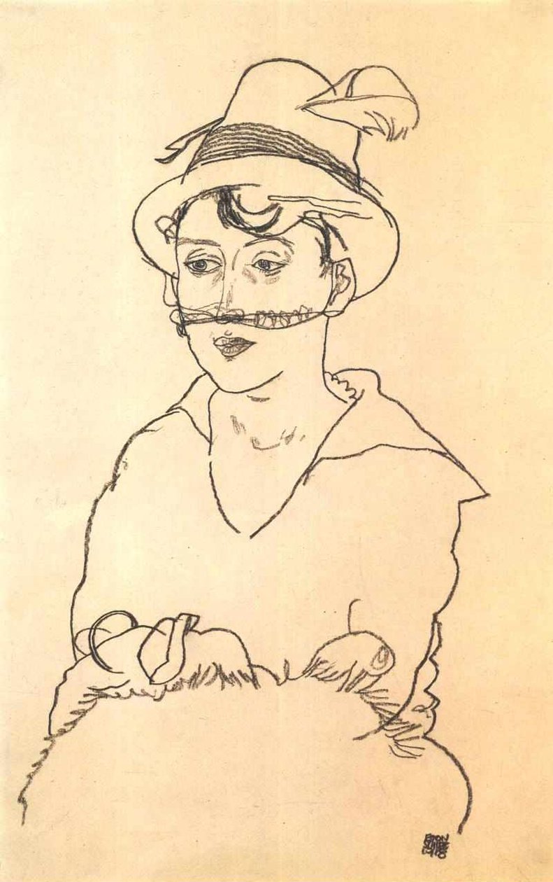 Bayan şapka ve peçe by Egon Schiele