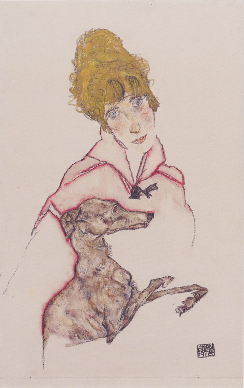 tazı ile Edith Schiele by Egon Schiele